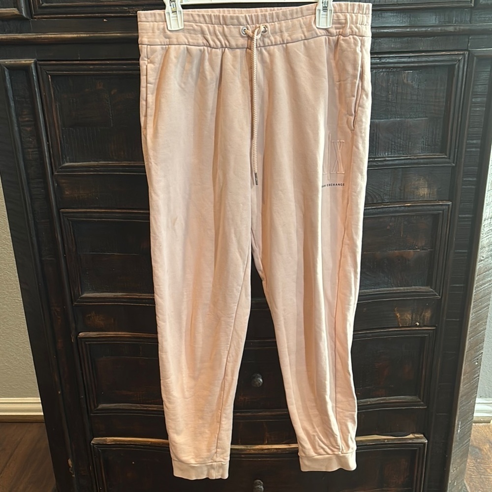 A/X Armani Exchange Pink Sweatpants with Elastic Cuffs